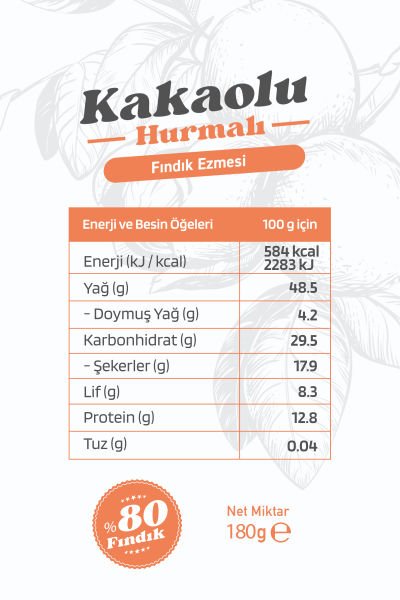 Diet Buff Kakaolu Hurmalı Fındık Ezmesi 180 gr